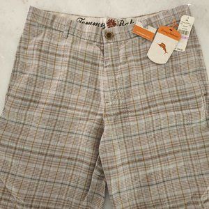 NWT, Tommy Bahama linen plaid shorts